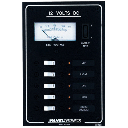 PANELTRONICS Standard Dc 5 Position Breaker Panel & Meter 9972222B